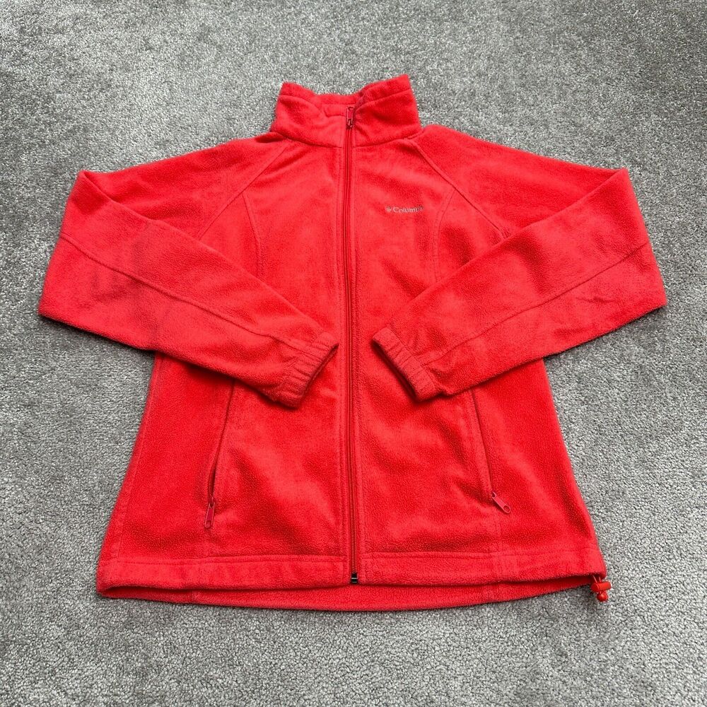 Columbia Benton Springs Fleece Jacket Womens Medium Red Orange Outdoor Hiking